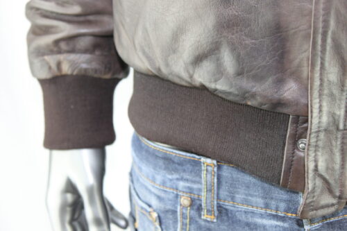 Men's Brown Leather Bomber Jacket - Image 6