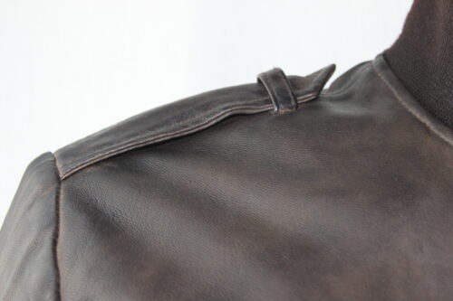 Men's Brown Leather Bomber Jacket - Image 7