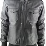 Men's Black Leather Bomber Jacket