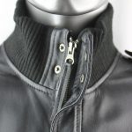 Men's Black Leather Bomber Jacket - Image 3
