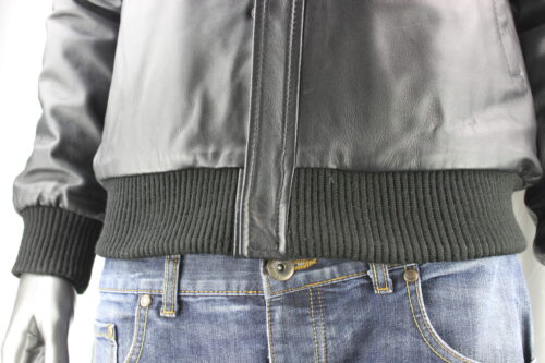 Men's Black Leather Bomber Jacket - Image 7