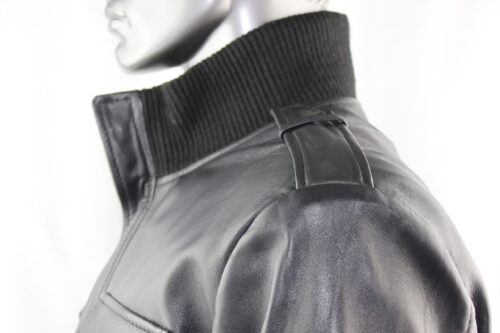 Men's Black Leather Bomber Jacket - Image 9