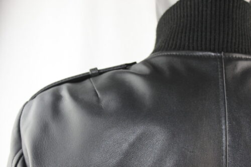 Men's Black Leather Bomber Jacket - Image 12