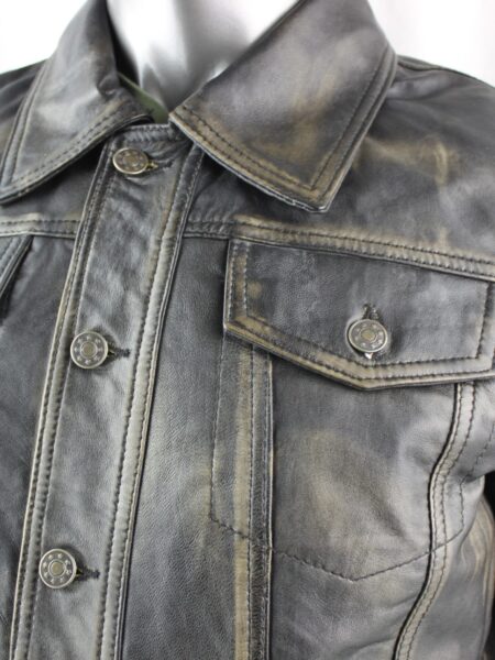 Men's Leather Denim Style Jacket in Vintage