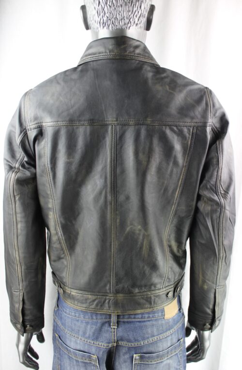 Men's Leather Denim Style Jacket in Vintage - Image 6