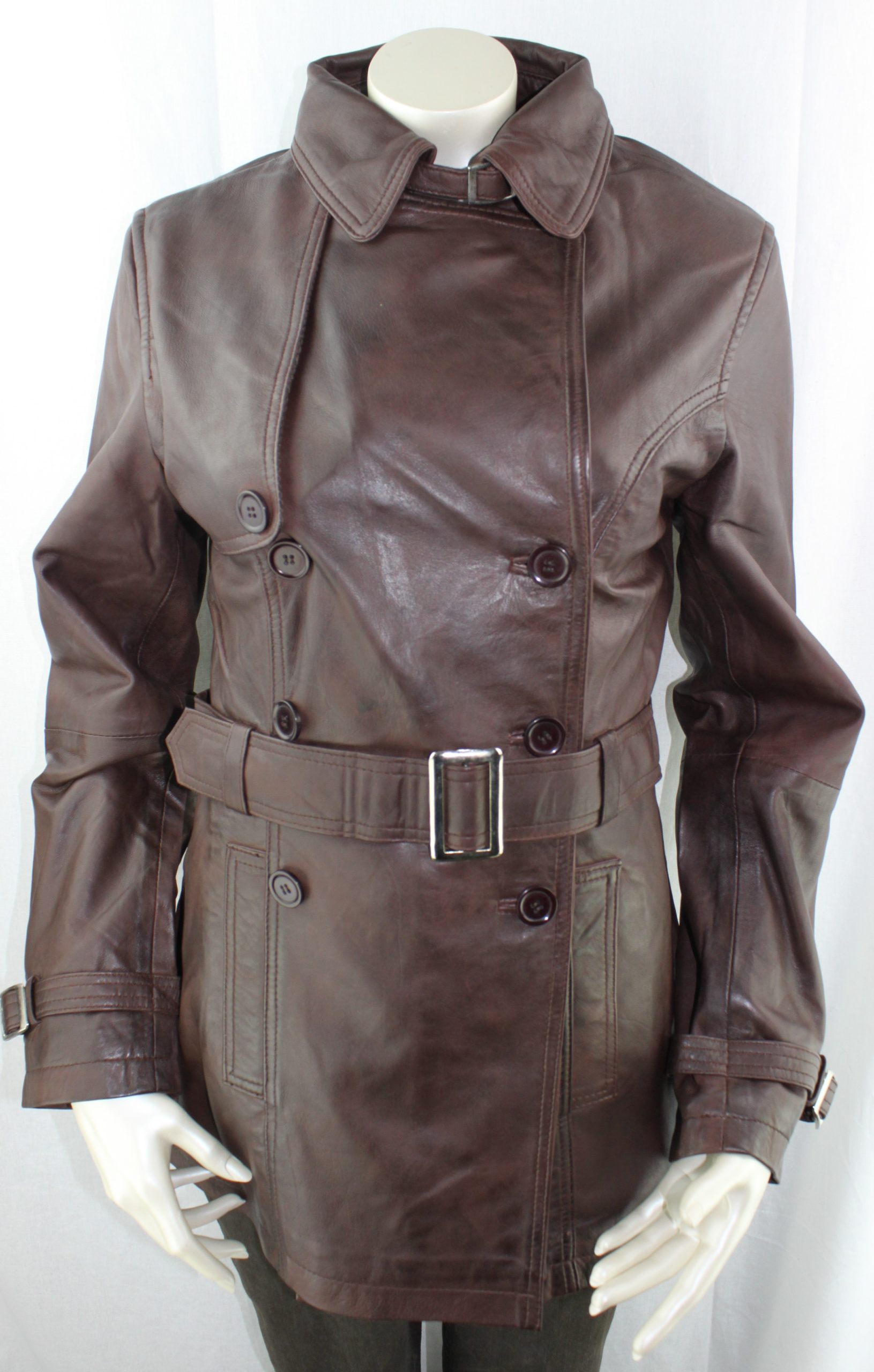 Ladies Brown Leather 3/4 Trench Coat – Radford Leather Fashions-Quality ...