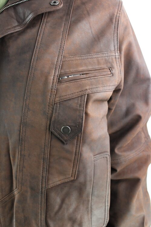 Men's Brown Nubuck Leather Jacket - Image 2