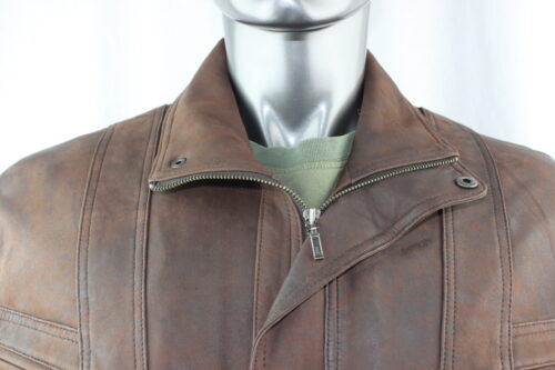 Men's Brown Nubuck Leather Jacket - Image 4