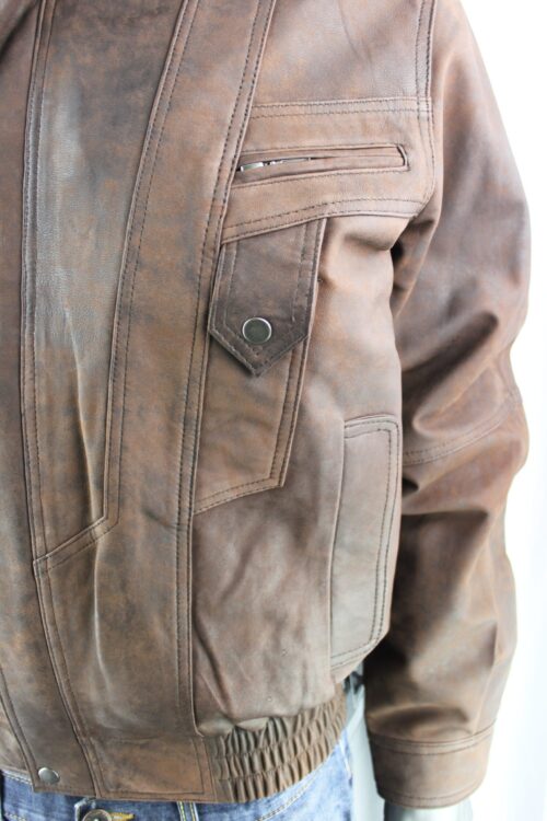 Men's Brown Nubuck Leather Jacket - Image 6