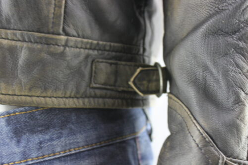 Men's Vintage Leather Biker Jacket in Black Rub Off - Image 6