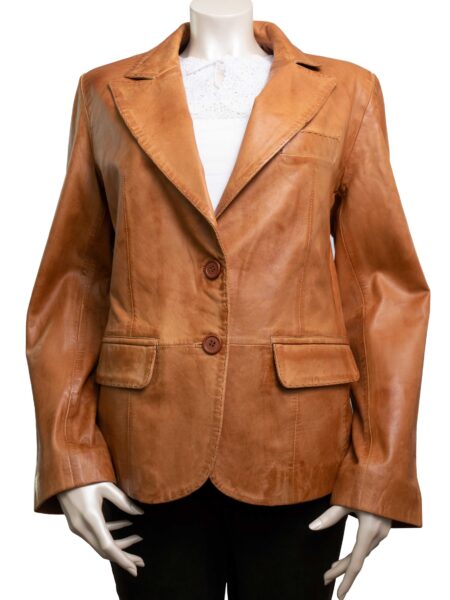 Ladies Tan Leather Blazer