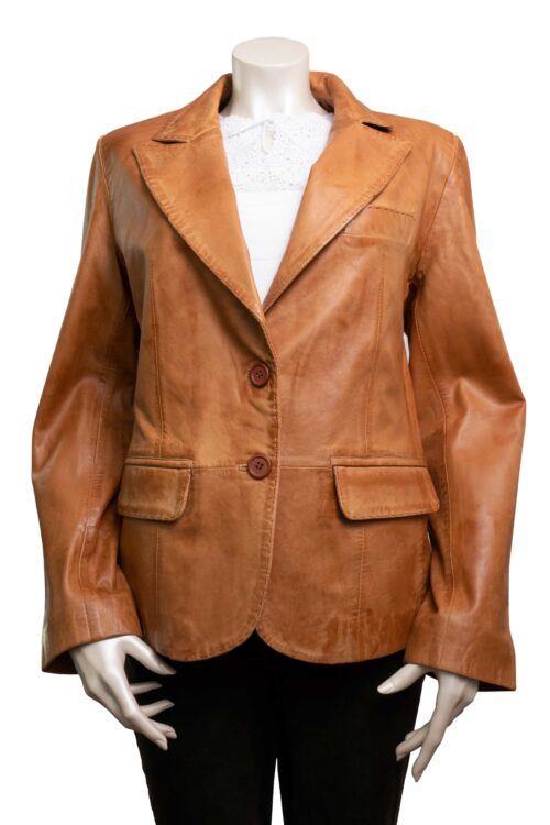 Ladies Tan Leather Blazer