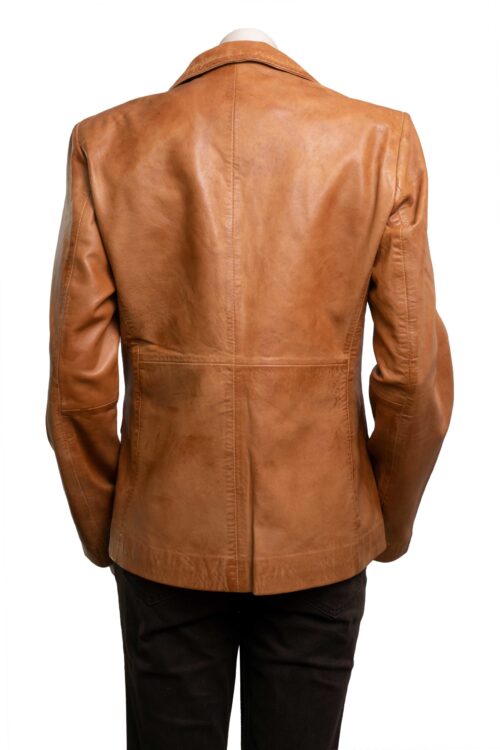 Ladies Tan Leather Blazer - Image 5