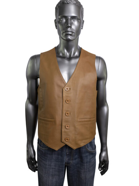 Men's Leather Waistcoat - Tan