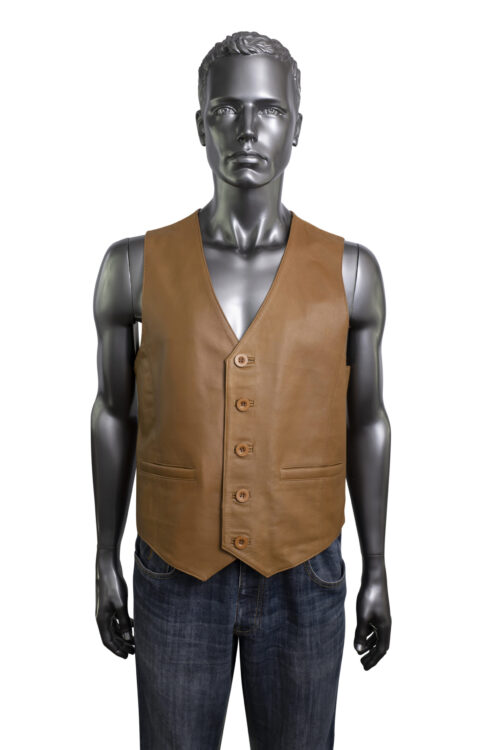 Men's Leather Waistcoat - Tan
