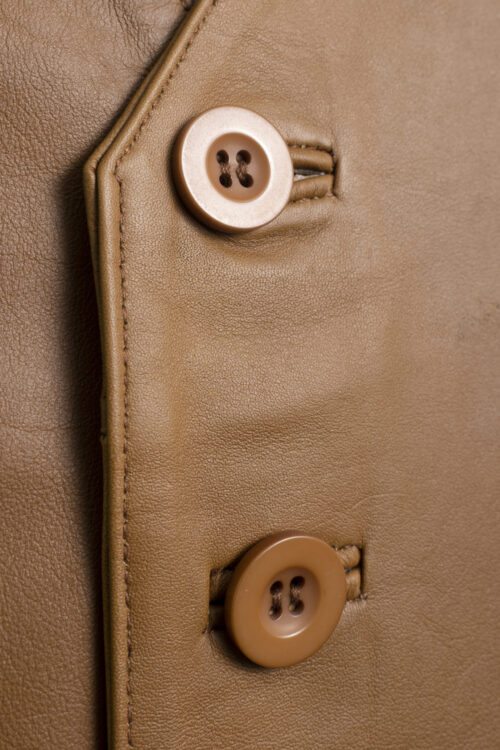 Men's Leather Waistcoat - Tan - Image 4