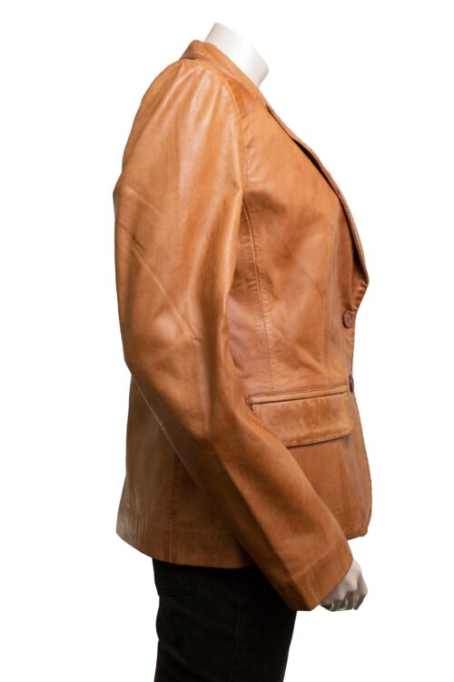 Ladies Tan Leather Blazer - Image 6