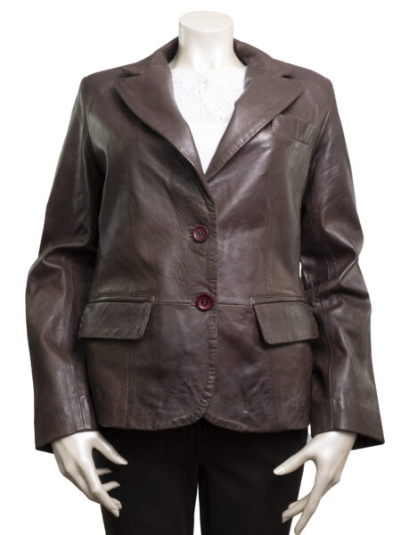 Ladies Brown Leather Blazer