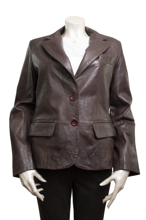 Ladies Brown Leather Blazer