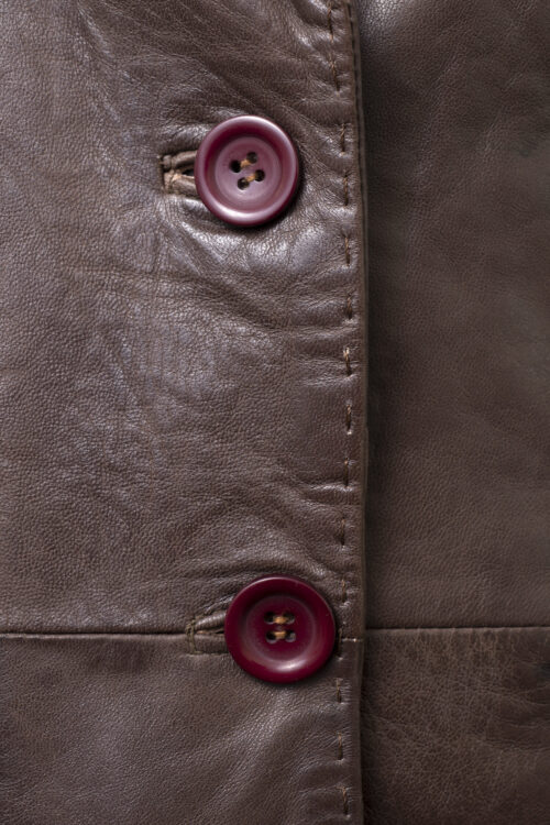 Ladies Brown Leather Blazer - Image 3