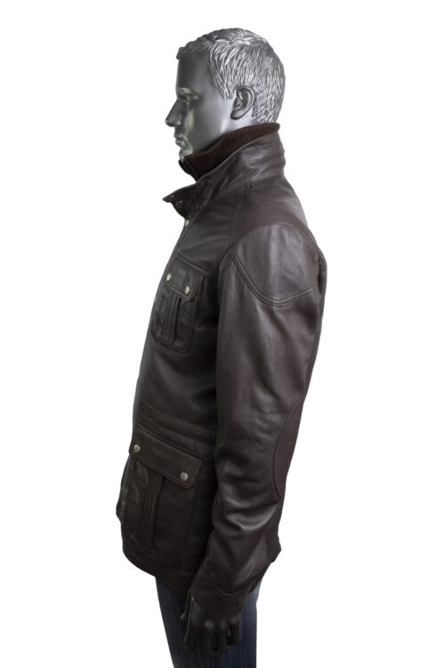 Men's Brown Leather Jacket - Image 7