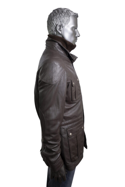 Men's Brown Leather Jacket - Image 5