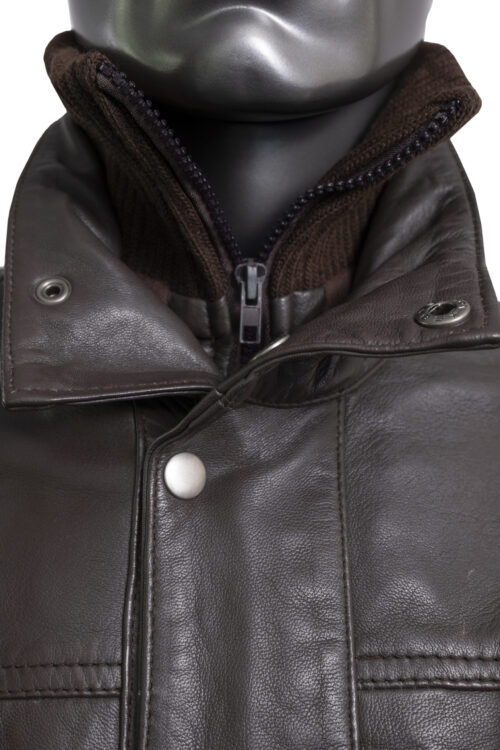 Men's Brown Leather Jacket - Image 4