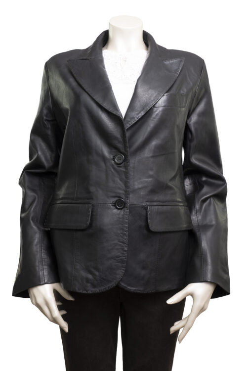 Ladies Black Leather Blazer