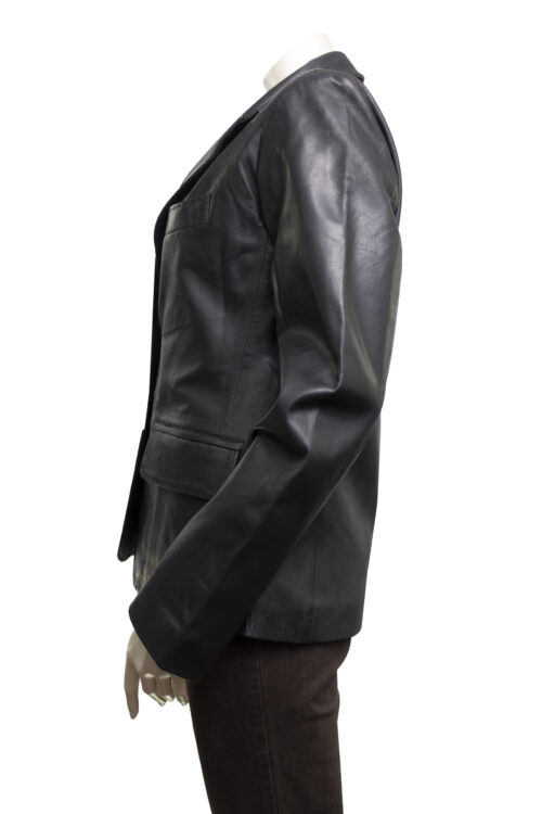 Ladies Black Leather Blazer - Image 7