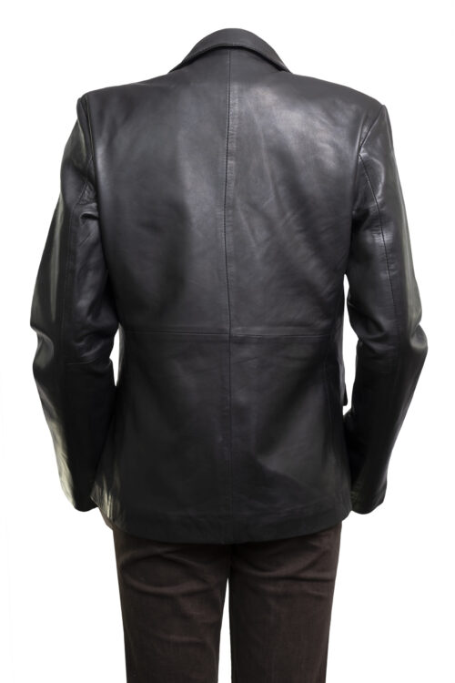 Ladies Black Leather Blazer - Image 6