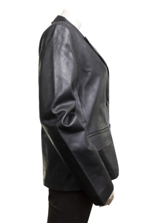 Ladies Black Leather Blazer - Image 5