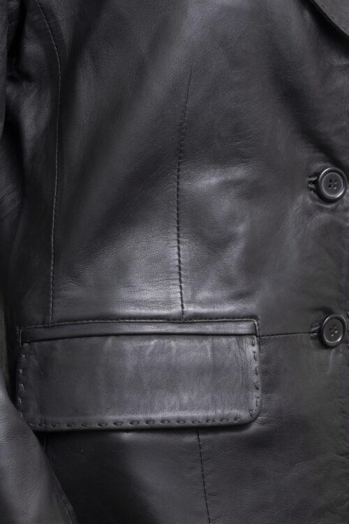 Ladies Black Leather Blazer - Image 3