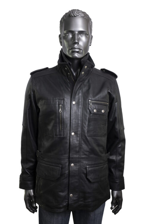 Men's Black Leather Jacket - Image 5