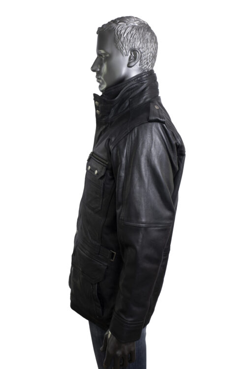 Men's Black Leather Jacket - Image 7