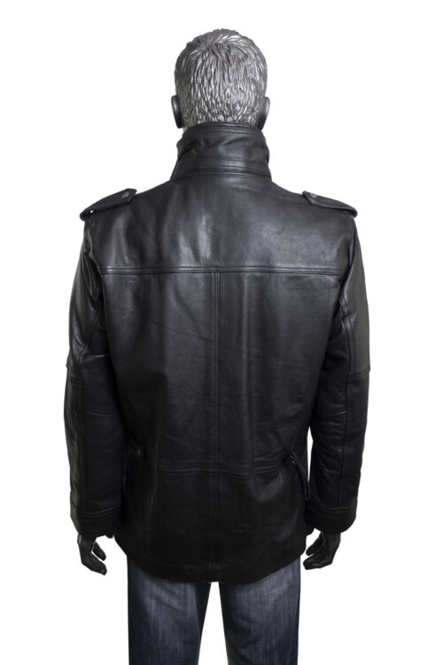 Men's Black Leather Jacket - Image 8