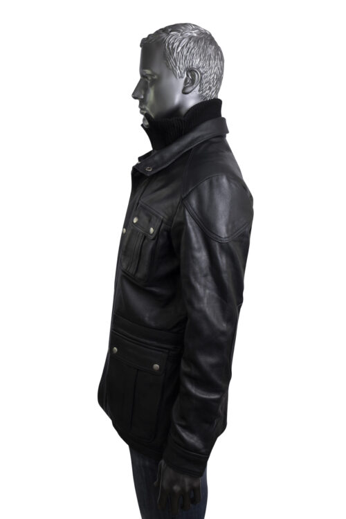 Men's Black Leather Jacket - Image 2