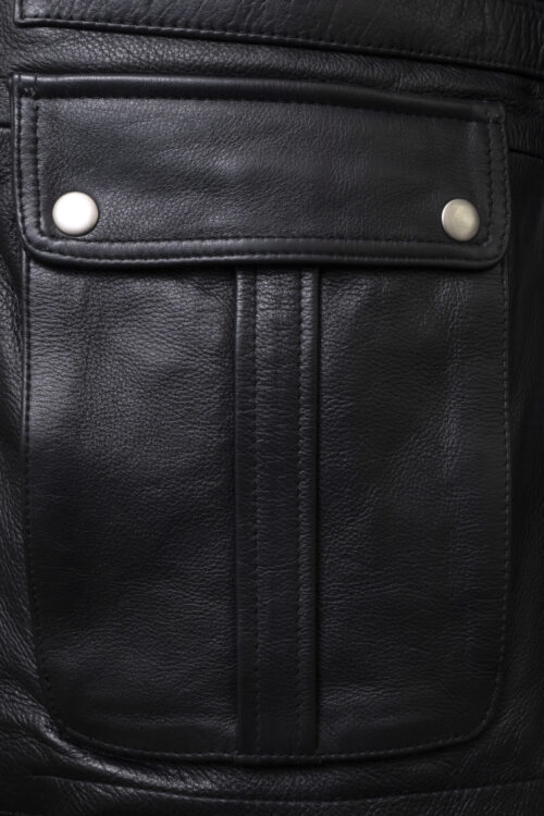 Men's Black Leather Jacket - Image 5