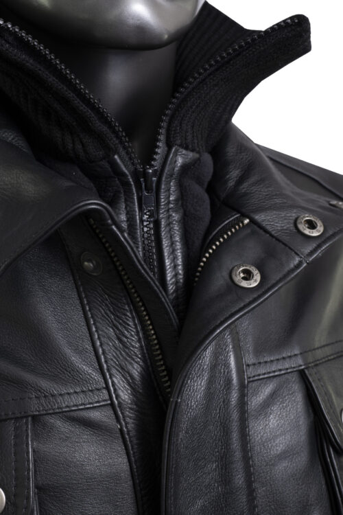 Men's Black Leather Jacket - Image 4