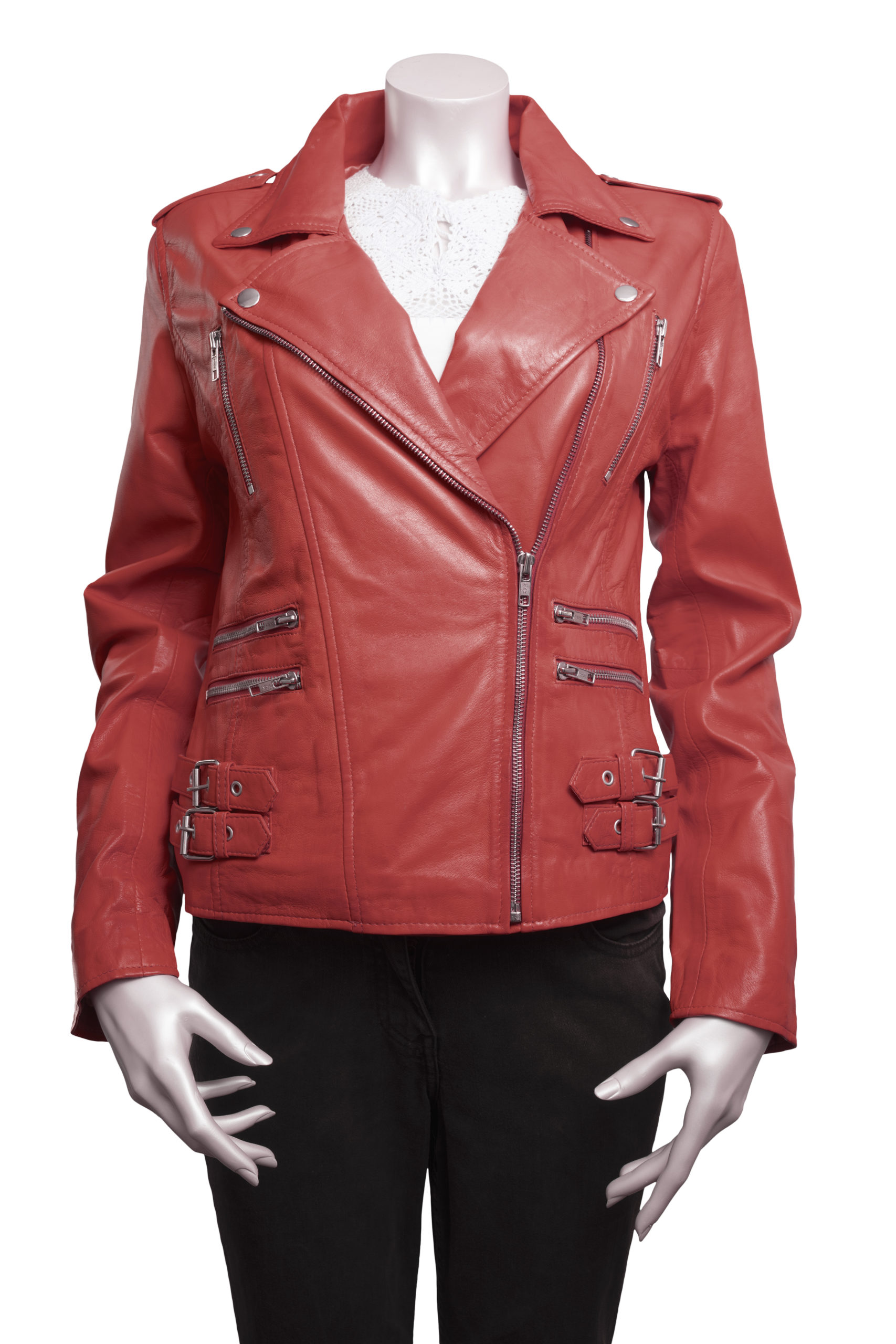 Ladies Red Leather Biker Jacket – Radford Leather Fashions-Quality ...