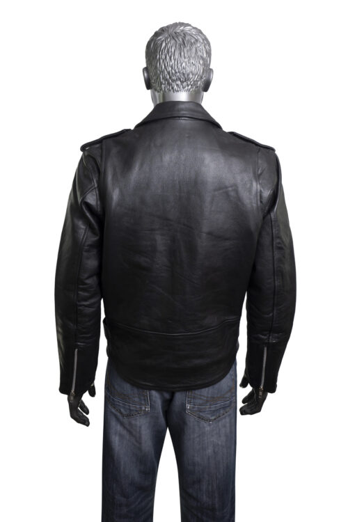 Men's Black Leather Biker Jacket - Image 7