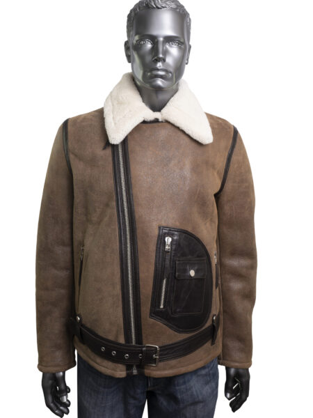 Mens Brown Biker Sheepskin Jacket