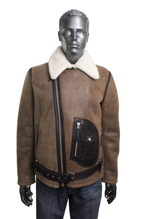 Mens Brown Biker Sheepskin Jacket