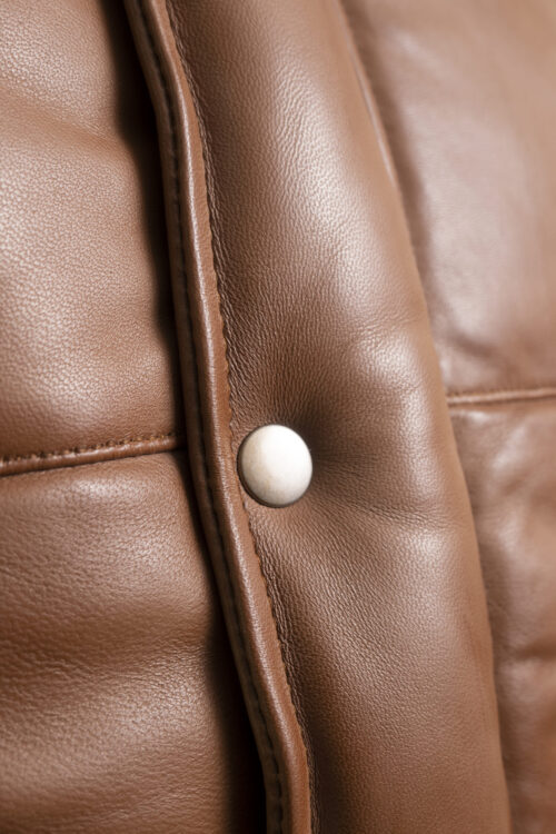 Men's Quilted Leather Gilet - Tan - Image 7