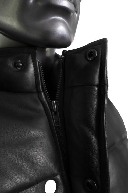 Men's Quilted Leather Gilet - Black - Image 6