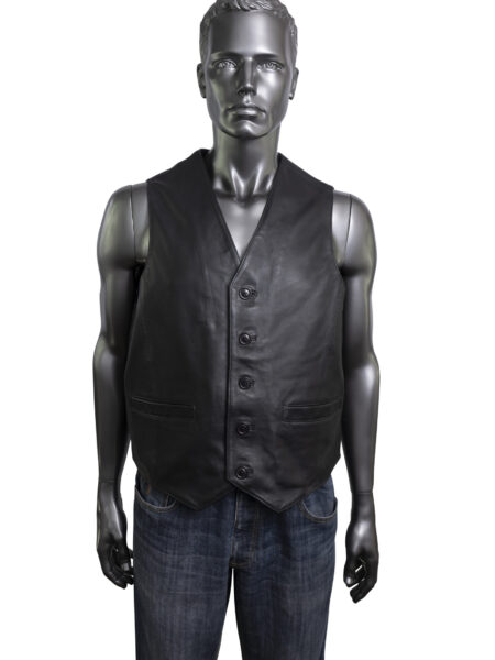 Men's Leather Waistcoat - Black