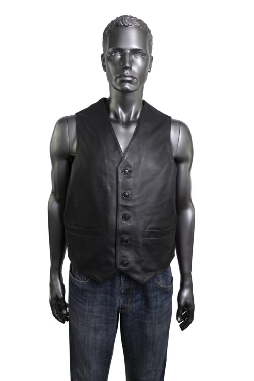 Men's Leather Waistcoat - Black