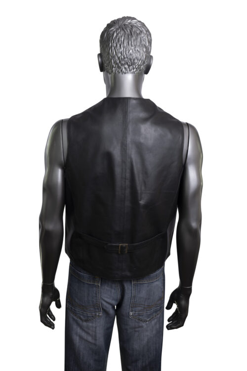 Men's Leather Waistcoat - Black - Image 6