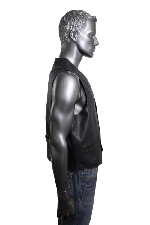 Men's Leather Waistcoat - Black - Image 5