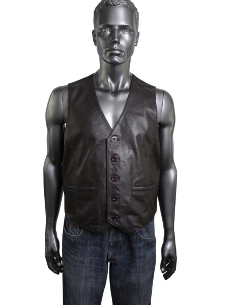 Men's Leather Waistcoat - Brown