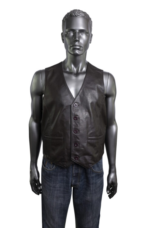 Men's Leather Waistcoat - Brown